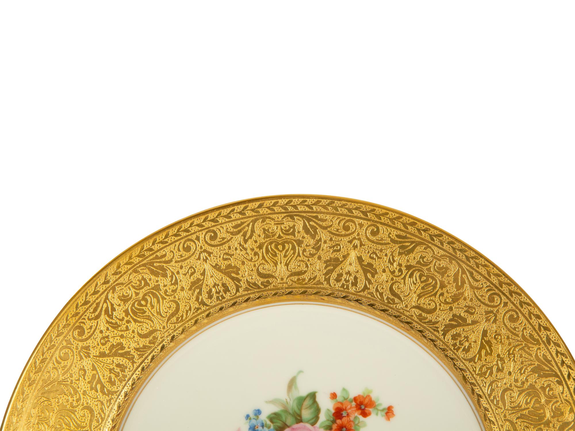 Two Sets of Continental Gilt-Decorated Porcelain Plates