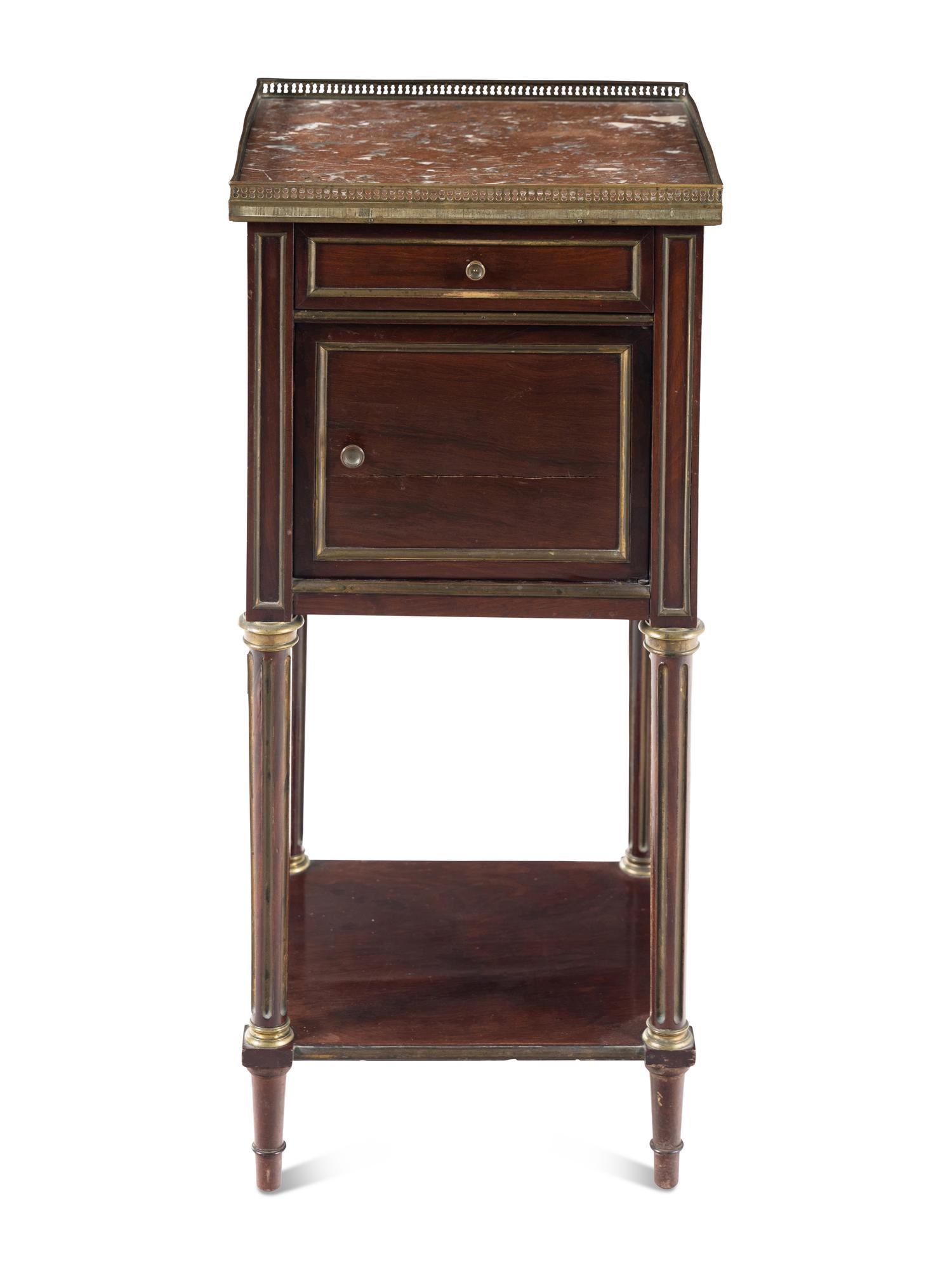 A Louis XVI Style Kingwood Marble-Top Cabinet