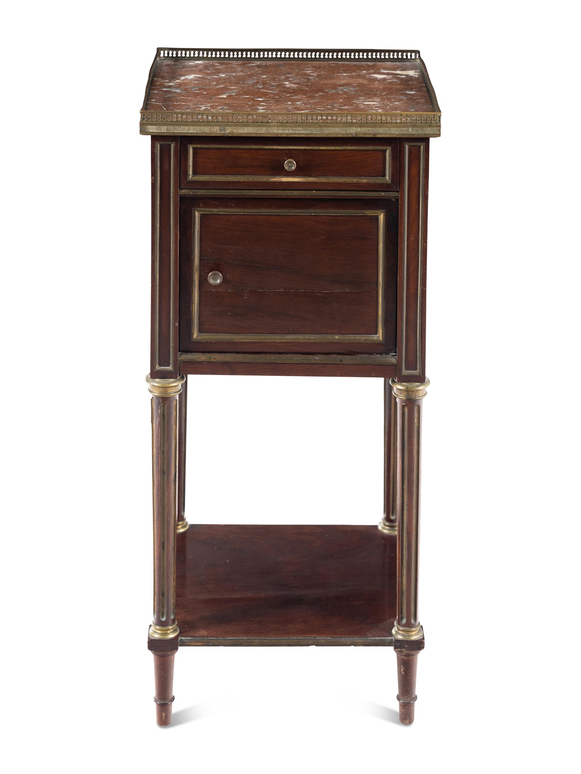 A Louis XVI Style Kingwood Marble-Top Cabinet