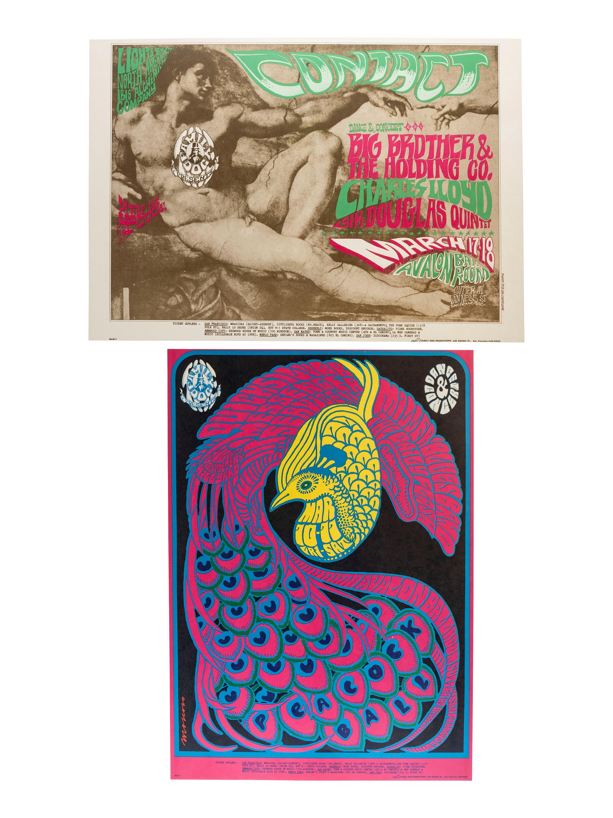 [MUSIC] -- [POSTERS]. MOSCOSO, Victor, GRIFFIN, Rick, and HUNTER, George, artists. A group of 4 Family Dog posters from 1967, comprising: