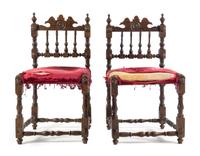 A Pair of French Oak Side Chairs