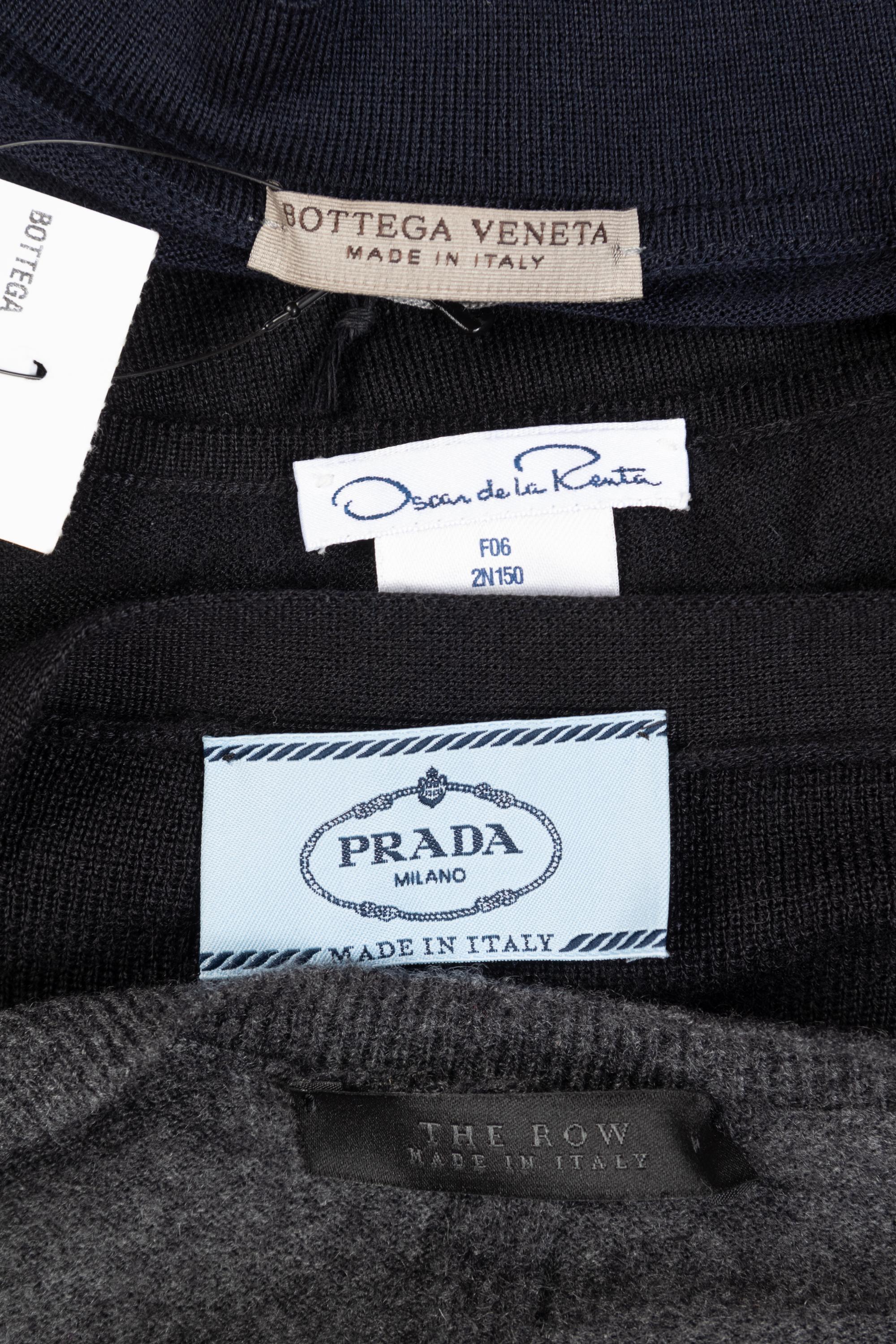 Ten Designer Cashmere Knit Tops: One The Row, One Bottega Veneta, Three Prada, and Five Oscar de la Renta