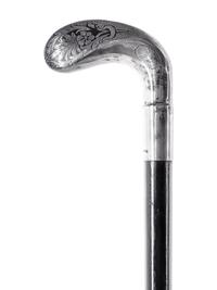 An Austrian Niello Silver Mounted Ebony Walking Stick