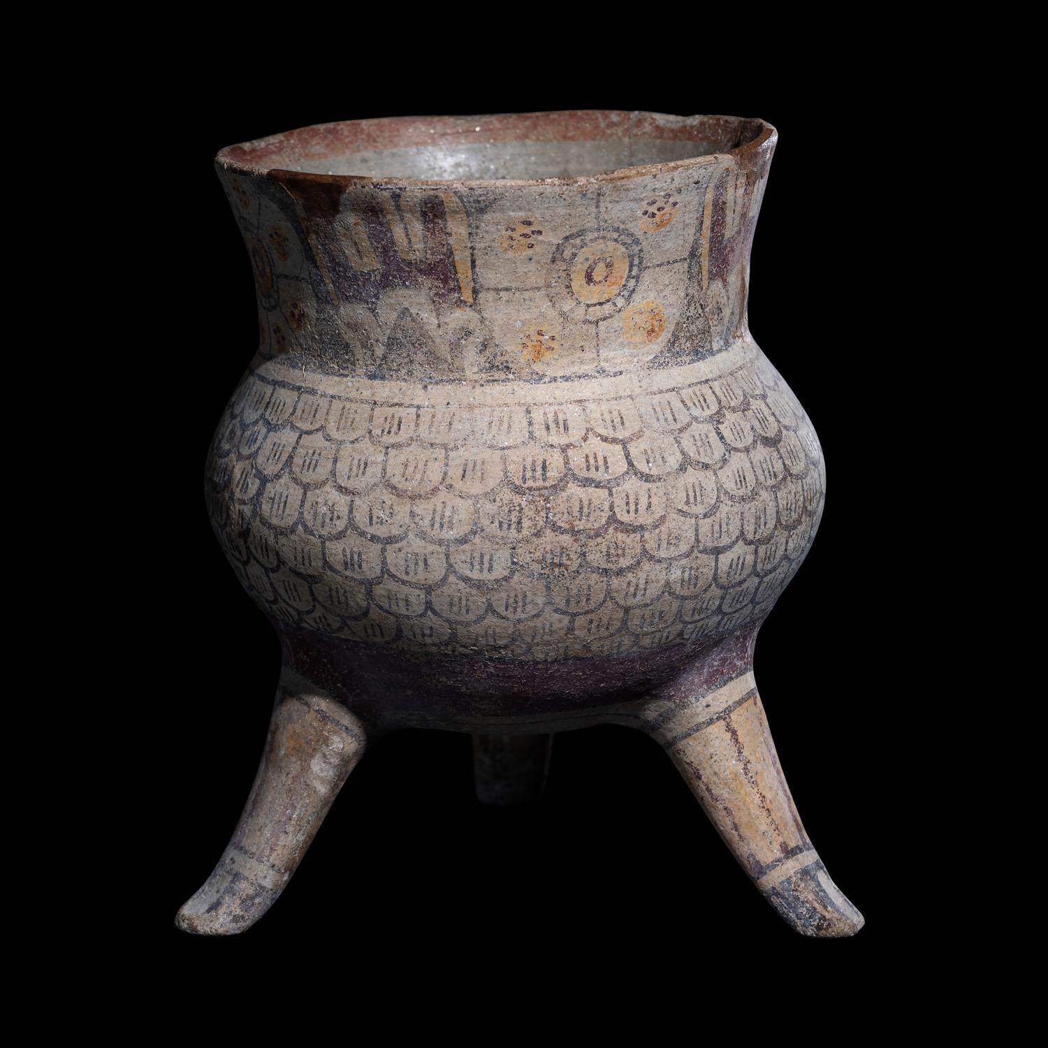 A Mixtec Polychrome Tripod Vessel