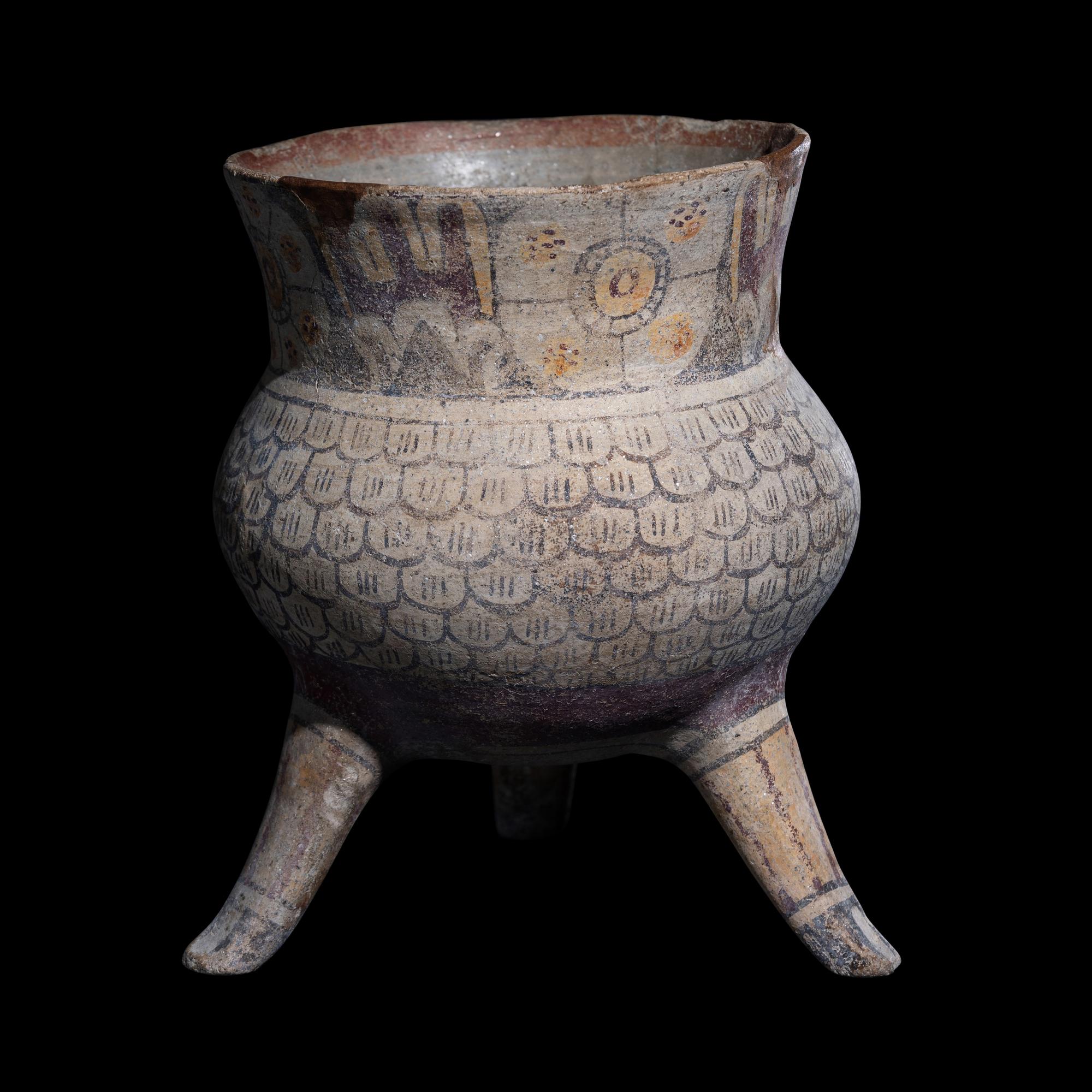 A Mixtec Polychrome Tripod Vessel