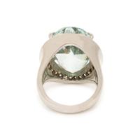 Aquamarine, Diamond, and White Gold Ring