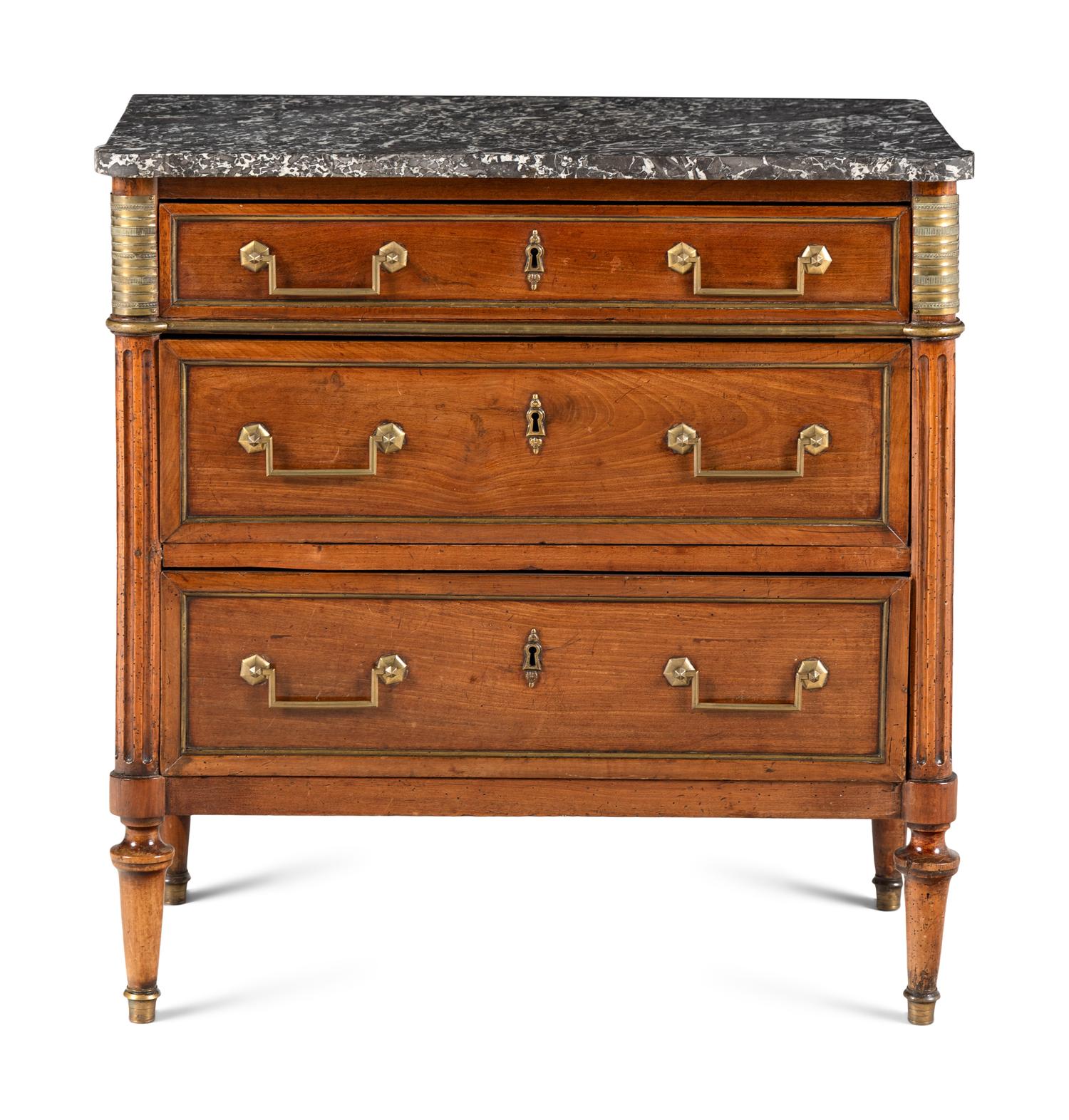 A Louis XVI Mahogany Marble-Top Commode