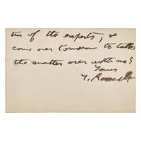 [Presidential] Roosevelt, Theodore. Autograph Note, signed