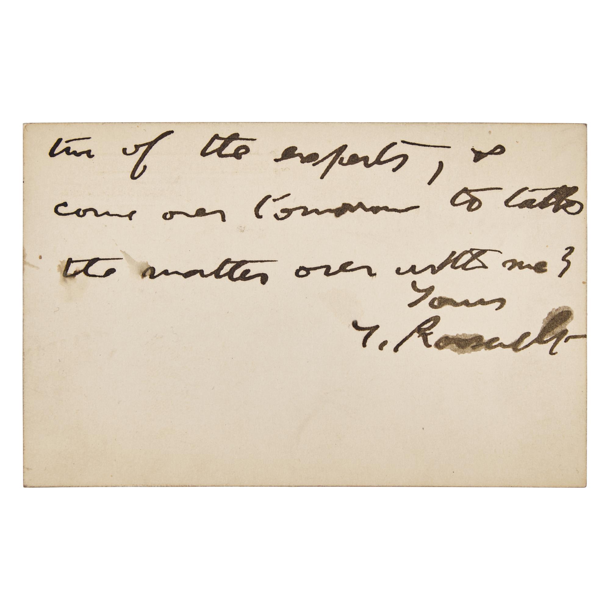 [Presidential] Roosevelt, Theodore. Autograph Note, signed