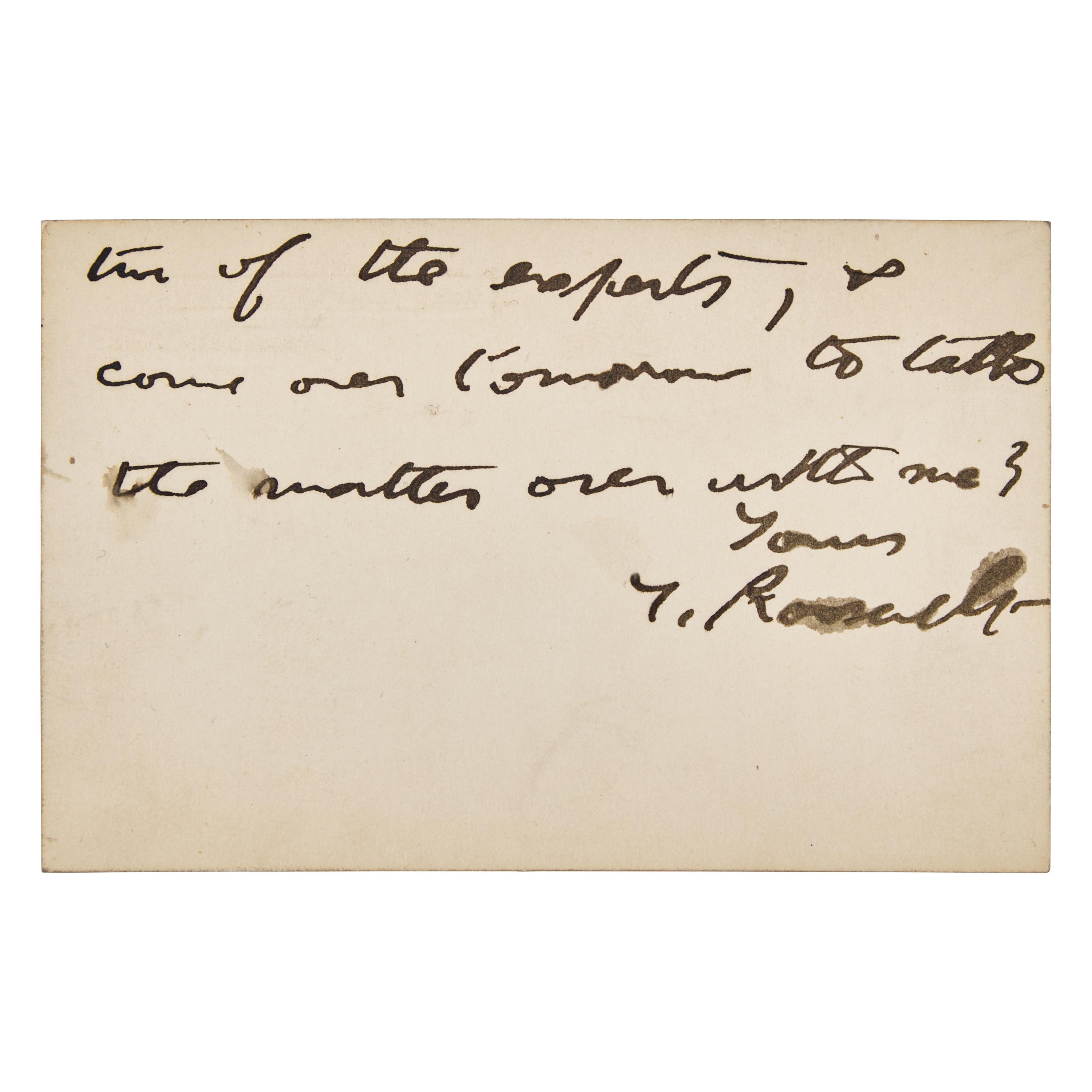 [Presidential] Roosevelt, Theodore. Autograph Note, signed