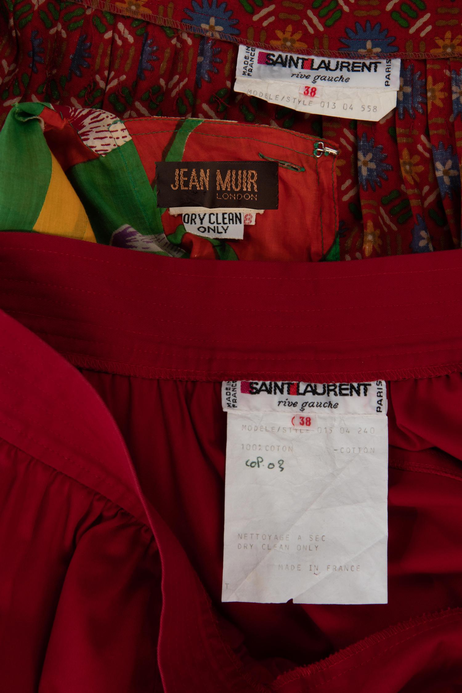 Three Vintage Designer Summer Ensembles; Two Yves Saint Laurent, One Jean Muir, 1970-80s