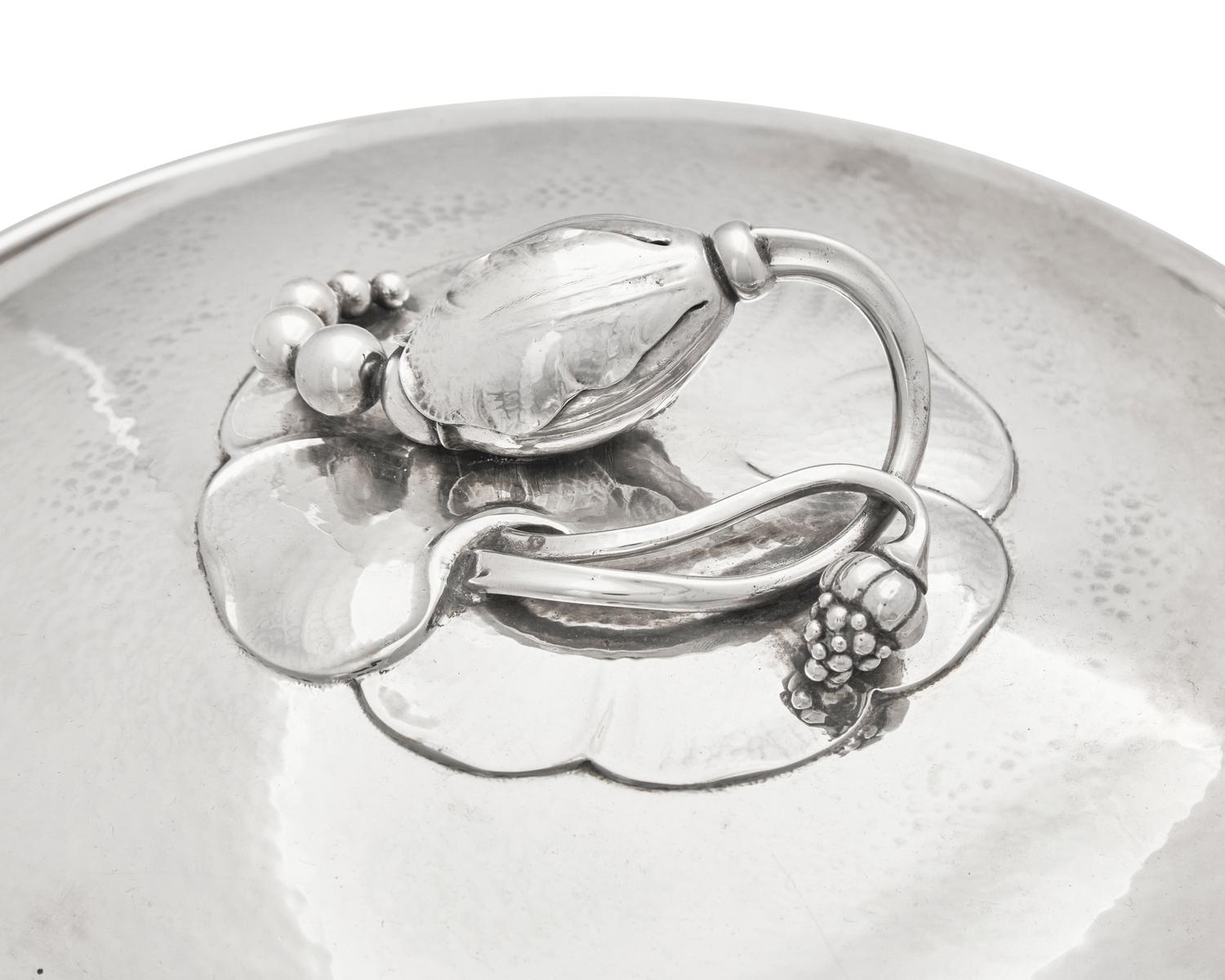 A Pair of Georg Jensen Silver Blossom Pattern Vegetable Dishes and Covers