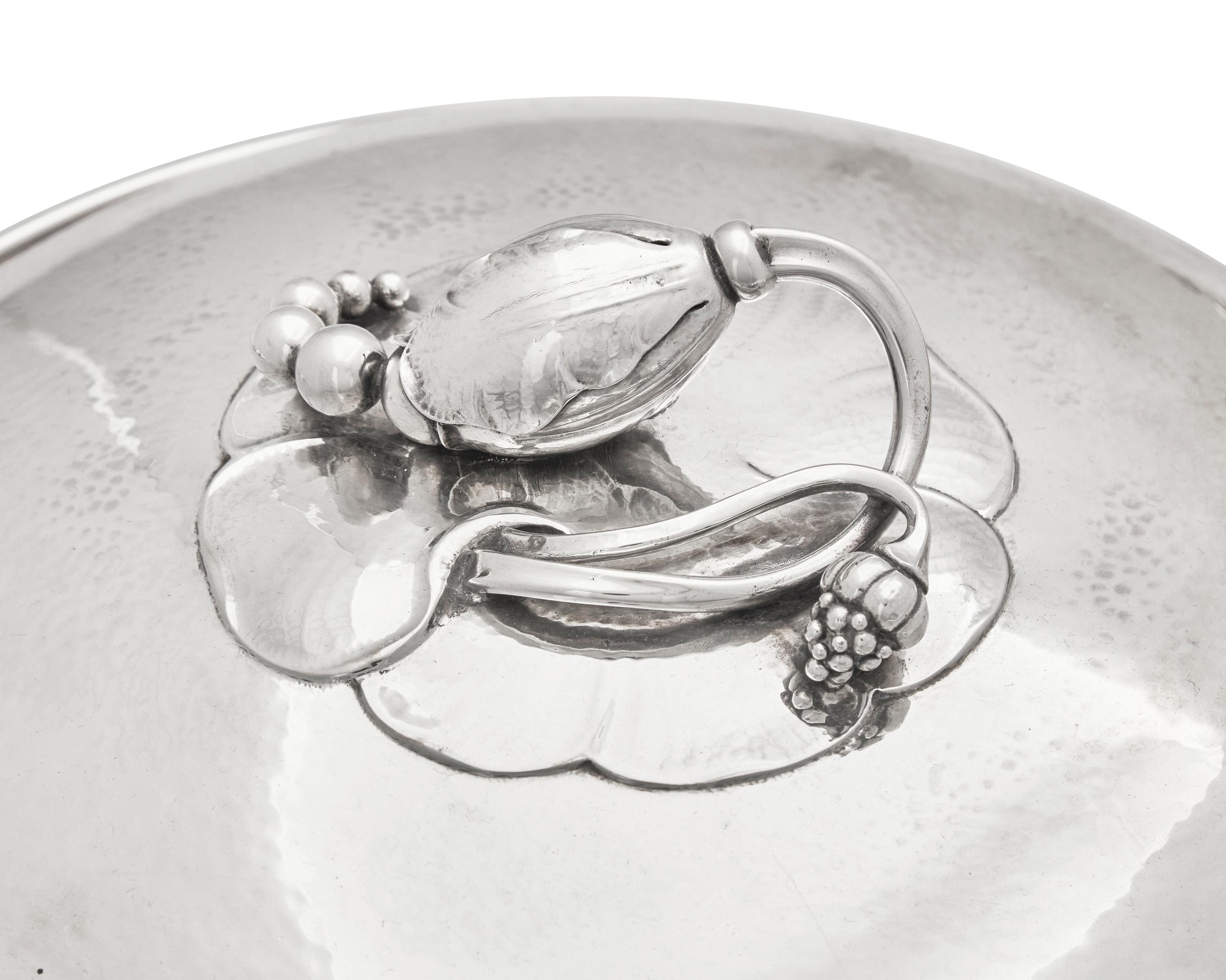 A Pair of Georg Jensen Silver Blossom Pattern Vegetable Dishes and Covers