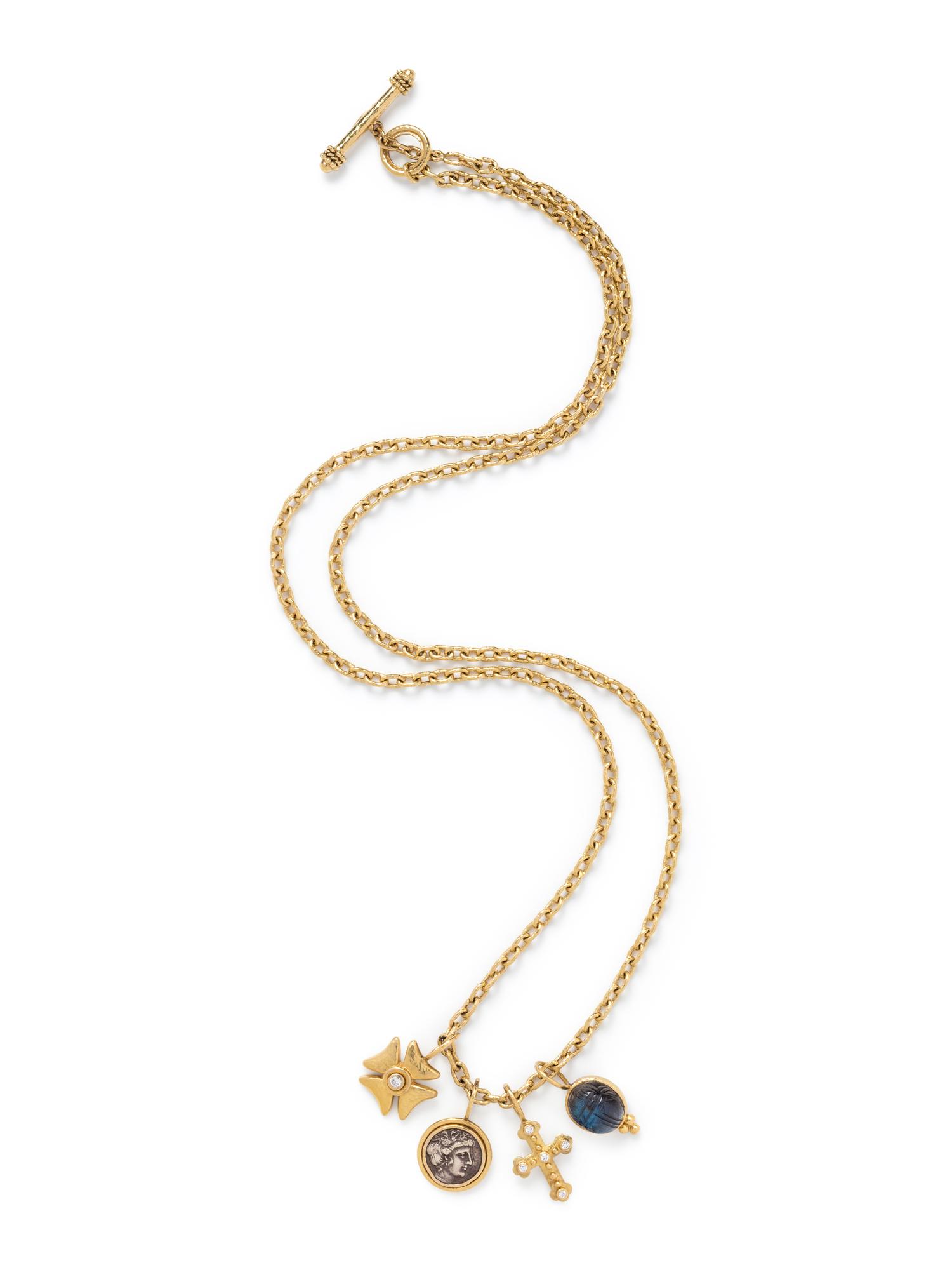 ELIZABETH LOCKE, YELLOW GOLD NECKLACE AND CHARMS