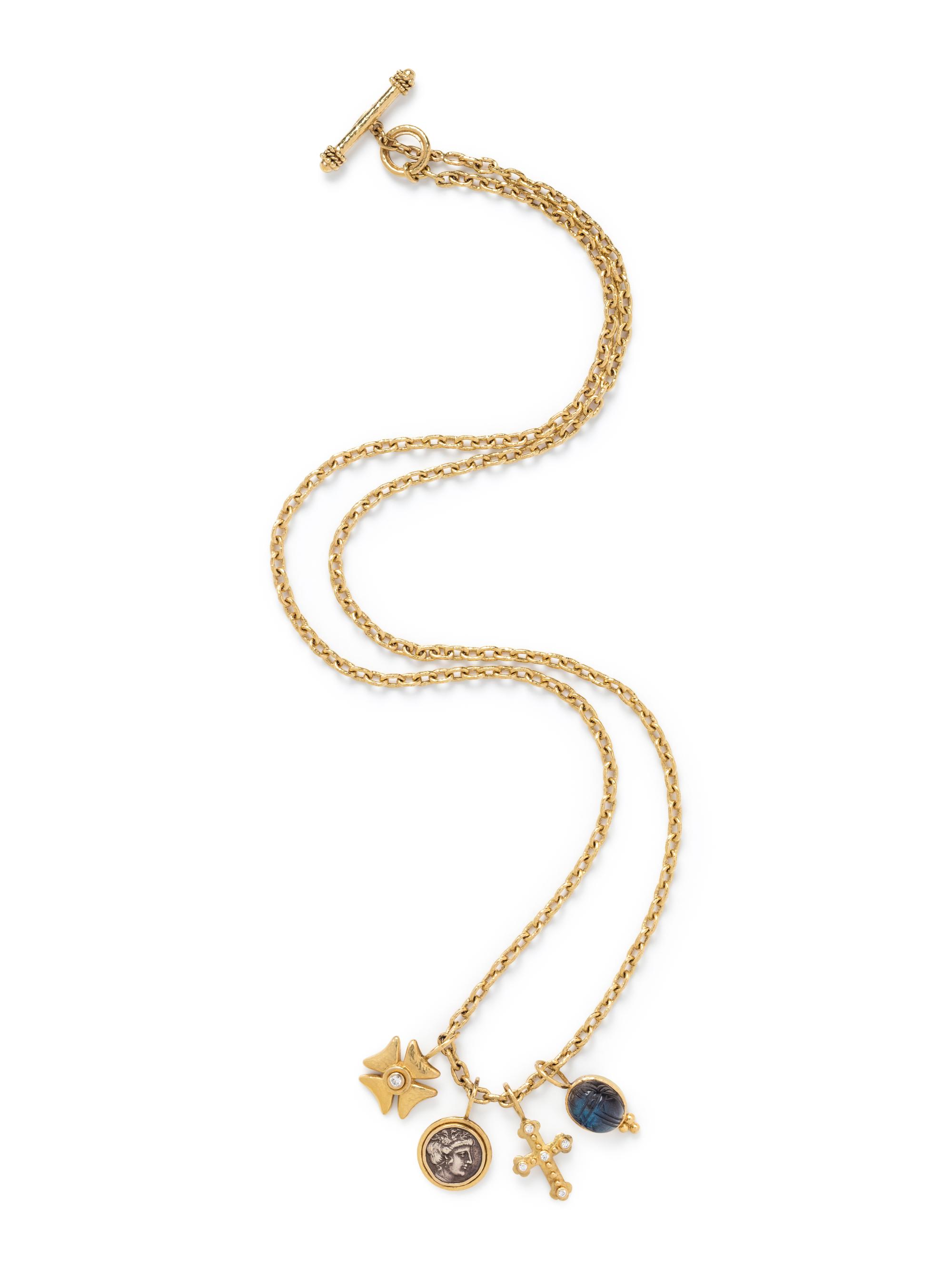 ELIZABETH LOCKE, YELLOW GOLD NECKLACE AND CHARMS