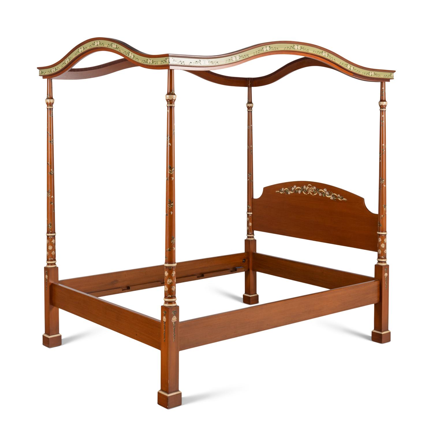 A Julia Gray Ltd. Polychrome Decorated Tester Bed