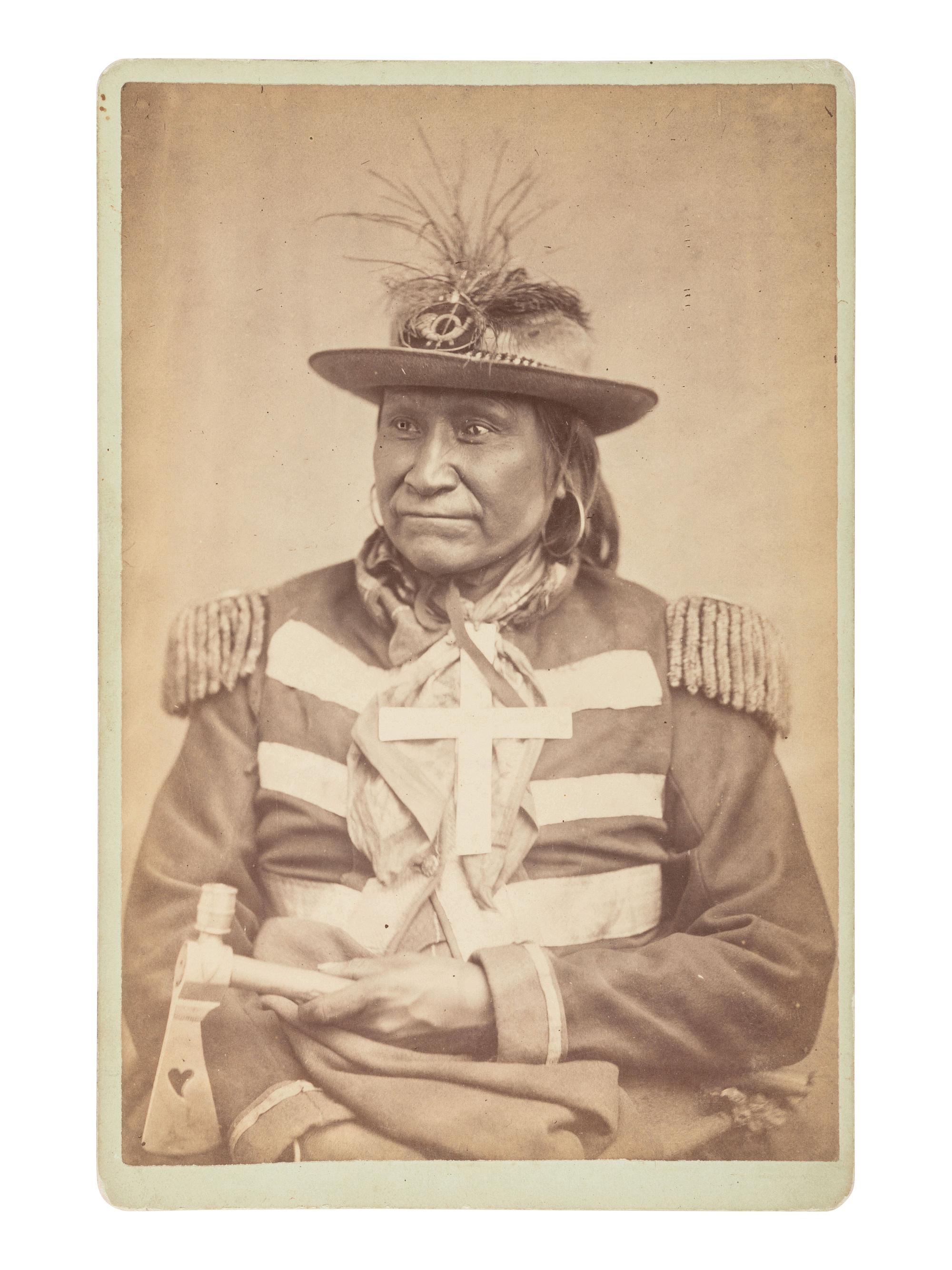 BLISS, William P. (b. ca 1840), photographer. Cabinet card of Essa-Queta or Striker, Chief of the Kiowa Apache. Fort Sill, Indian Territory, ca 1879.