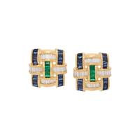 CHARLES KRYPELL, DIAMOND, SAPPHIRE, AND EMERALD CLIP EARRINGS