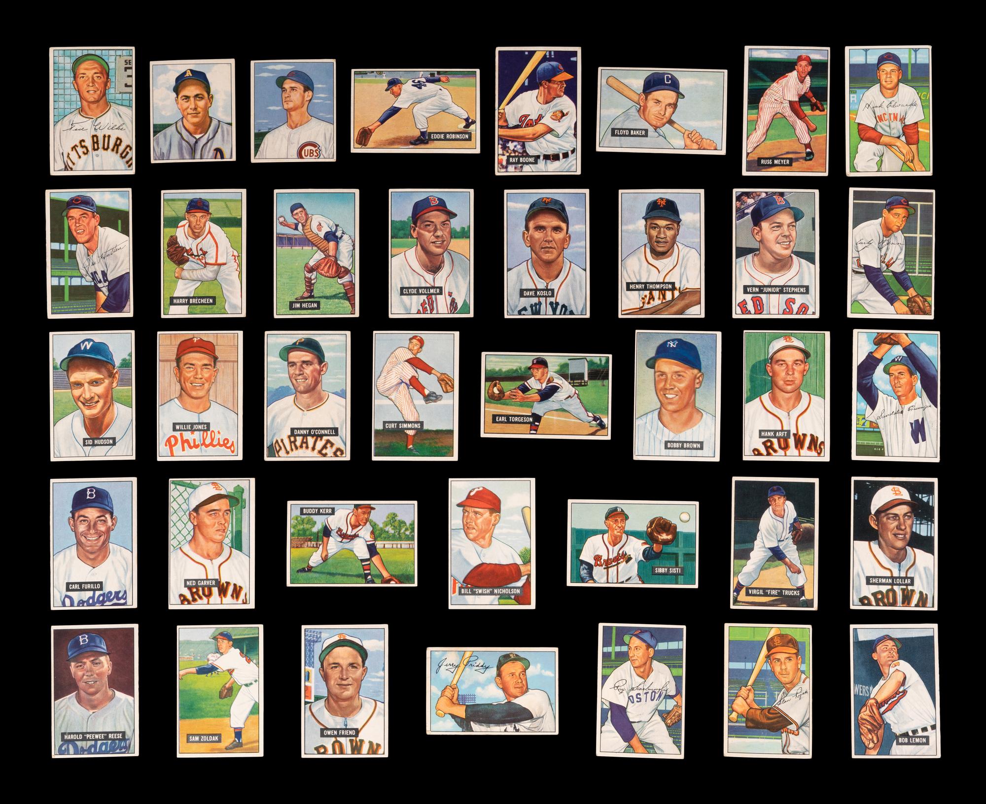 A Group of 38 1950, 1951 and 1952 Bowman Baseball Cards,