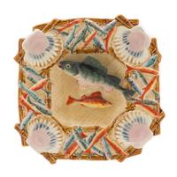 A French Majolica Trompe L'oeil Square Dish Width 14 1/8 x length 13 3/4 inches. — CIRCA 1890