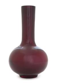 An Opaque Red Peking Glass Vase Height 9 3/4 inches.