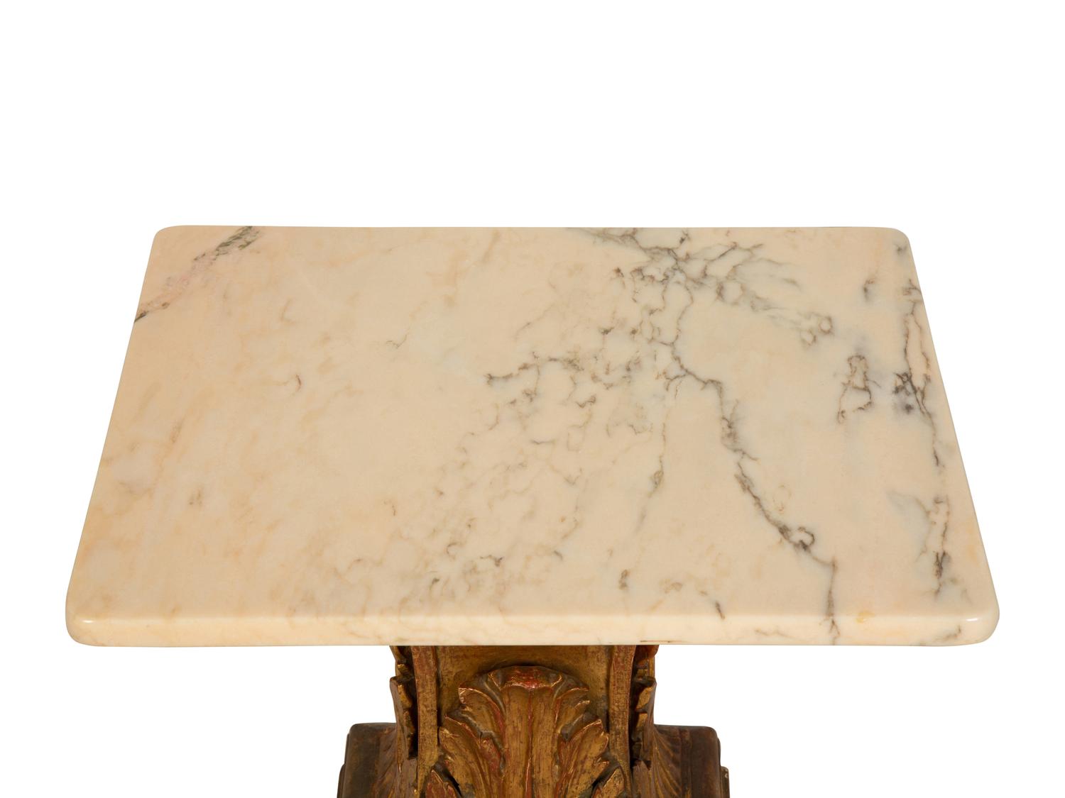 A Continental Giltwood Marble-Top Side Table