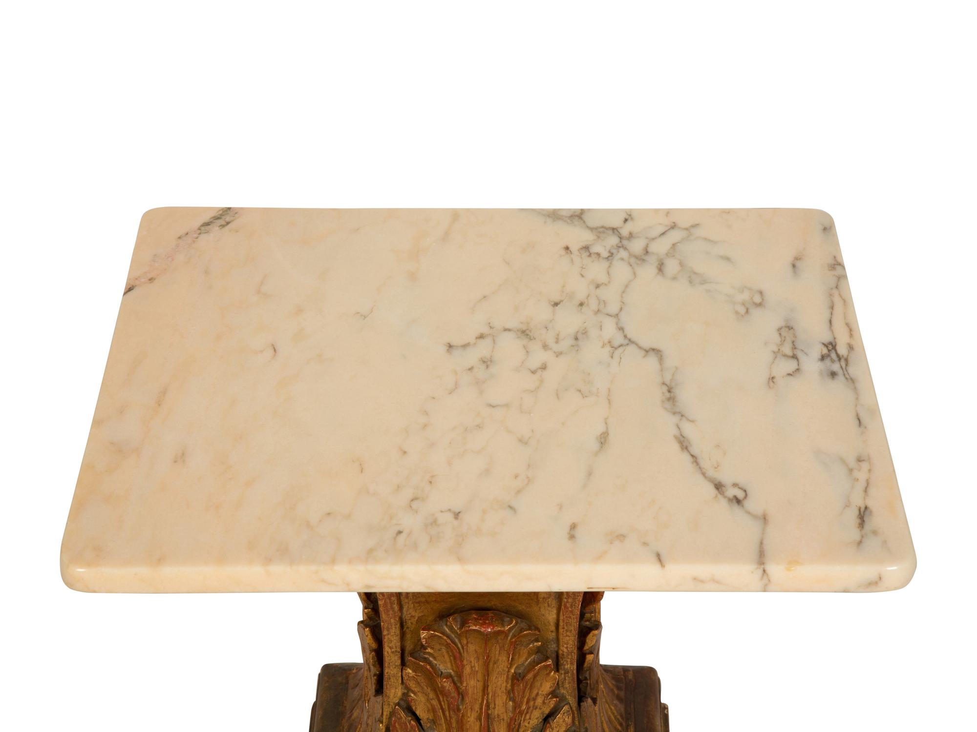A Continental Giltwood Marble-Top Side Table
