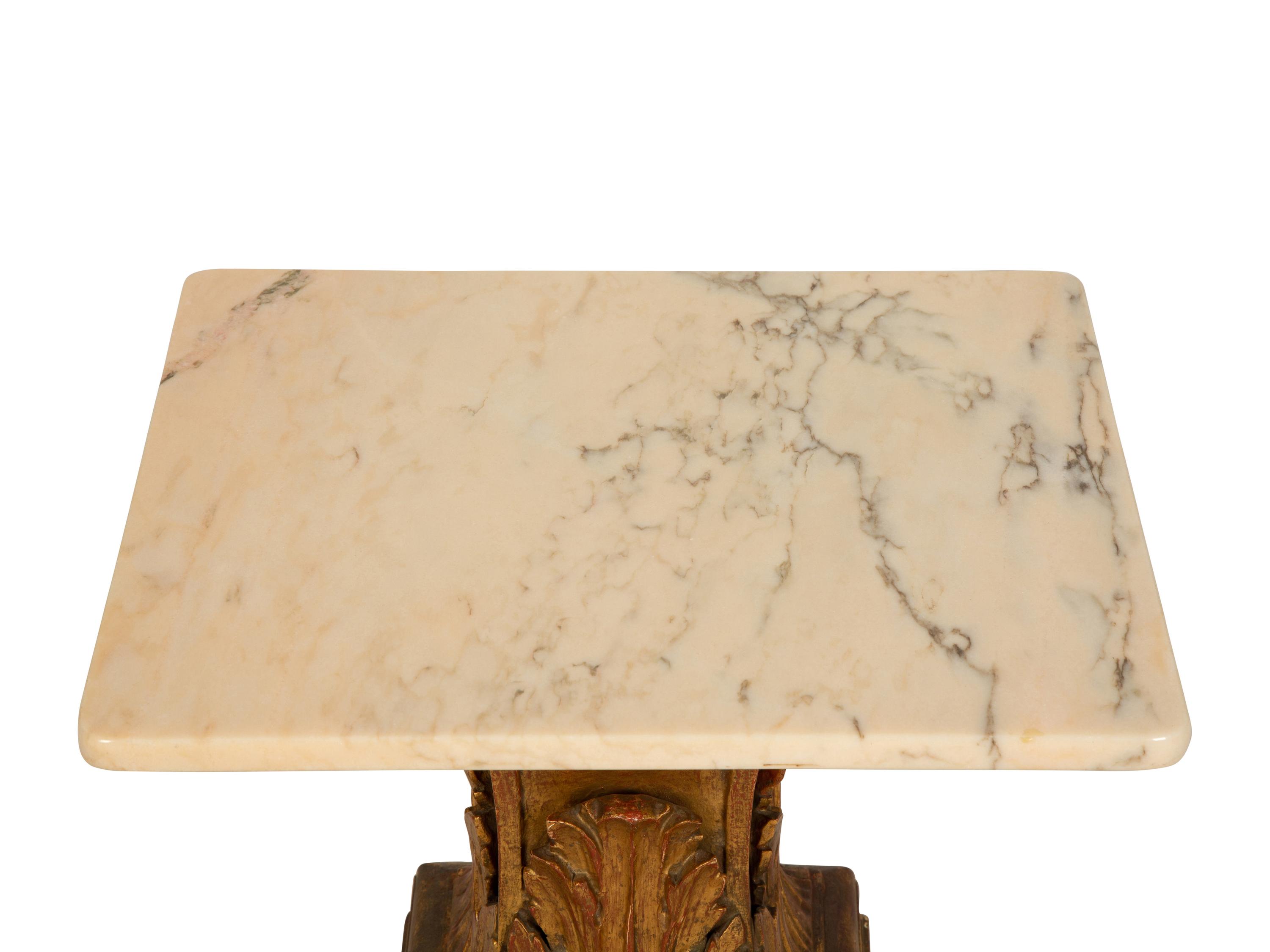 A Continental Giltwood Marble-Top Side Table
