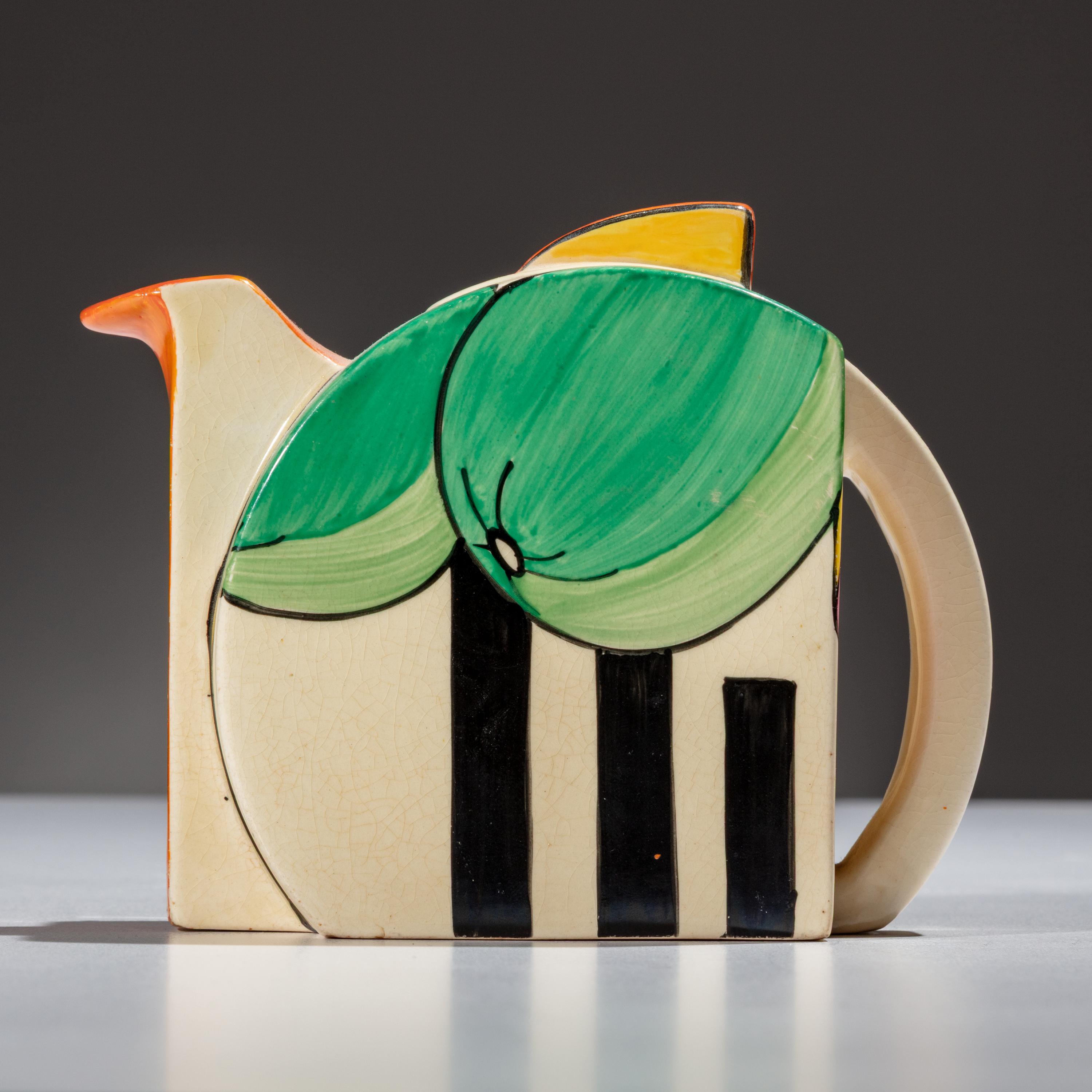 Clarice Cliff (English, 1899–1972) — Apples pattern Teapot and Two Cups w/ saucers, 5 pieces