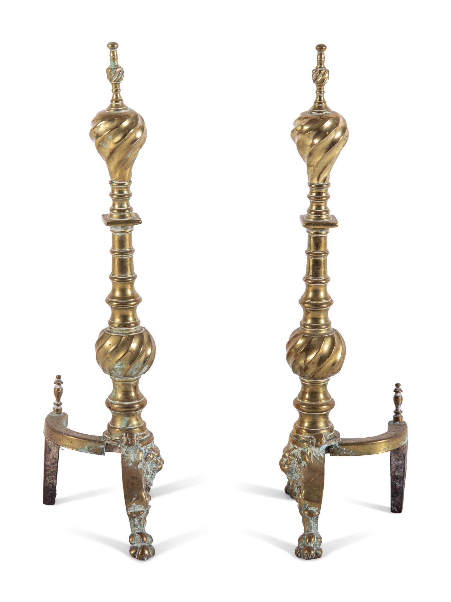A Baroque Revival Brass Fireplace Suite