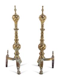 A Baroque Revival Brass Fireplace Suite