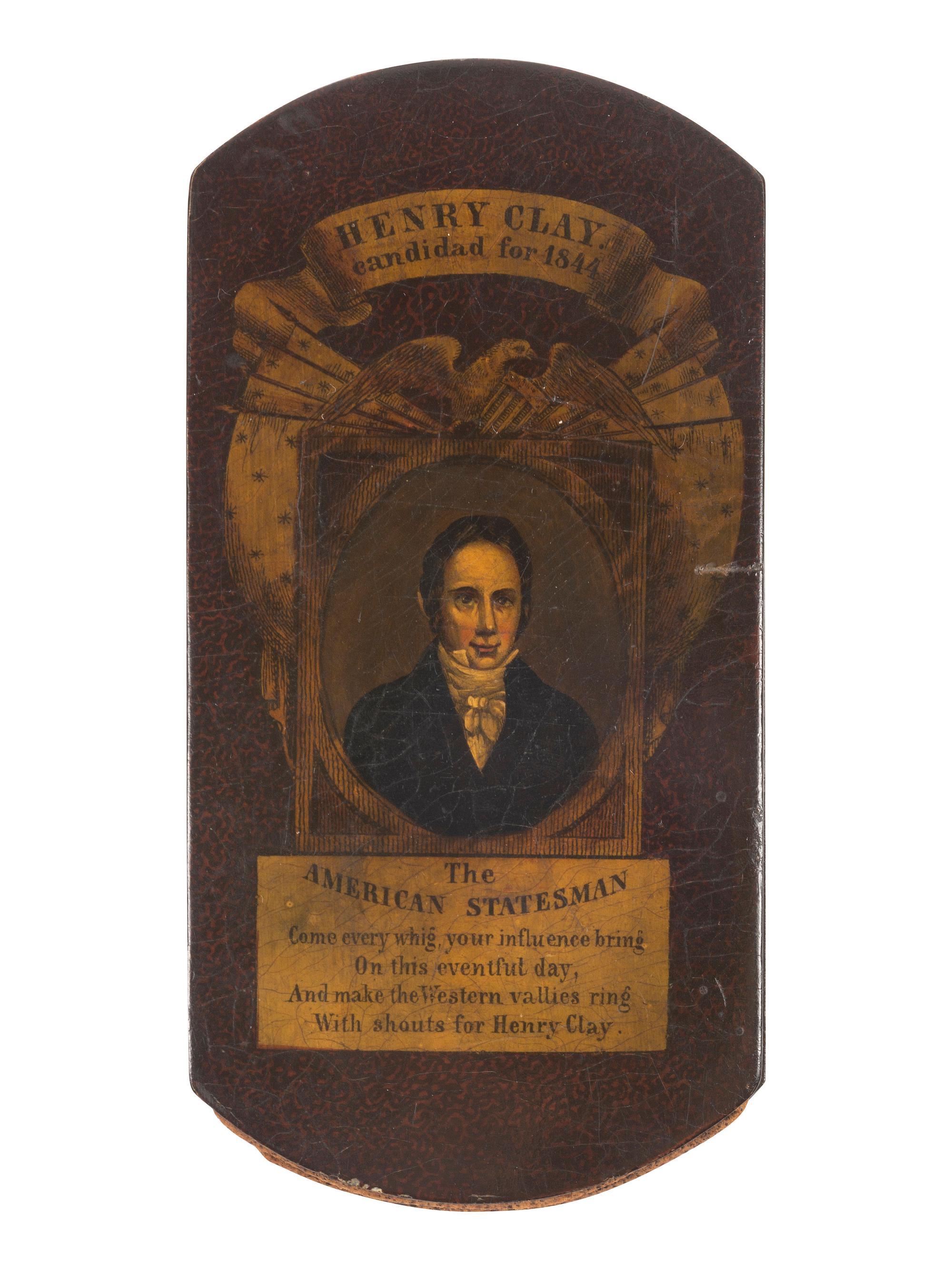 [CLAY, Henry (1777-1852)]. Henry Clay "The American Statesman" 1844 campaign cigar case. [ With: ] Cigar case featuring a young woman.