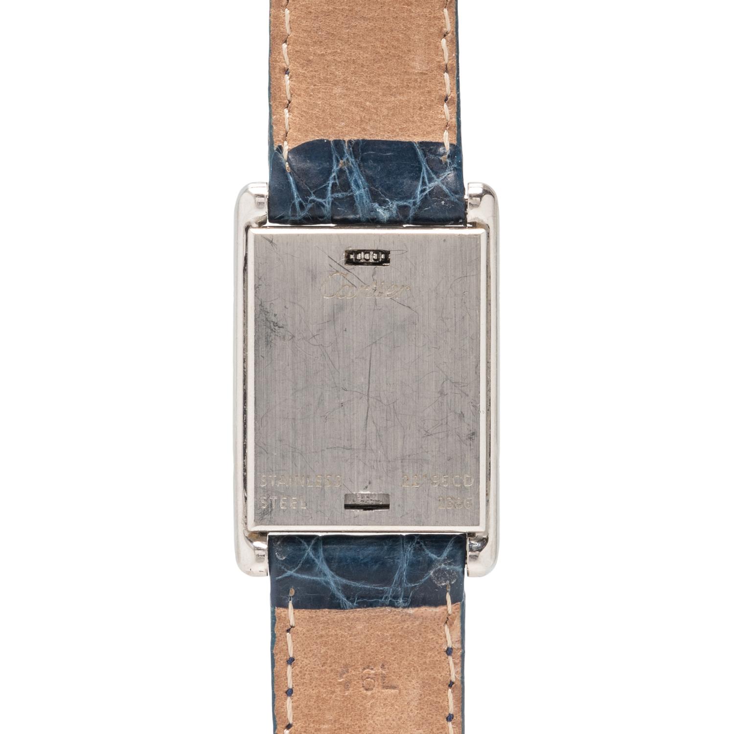 CARTIER, STAINLESS STEEL 'TANK BASCULANTE' WATCH