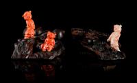 Three Small Carved Coral Figures of Children Height of tallest 2 inches.