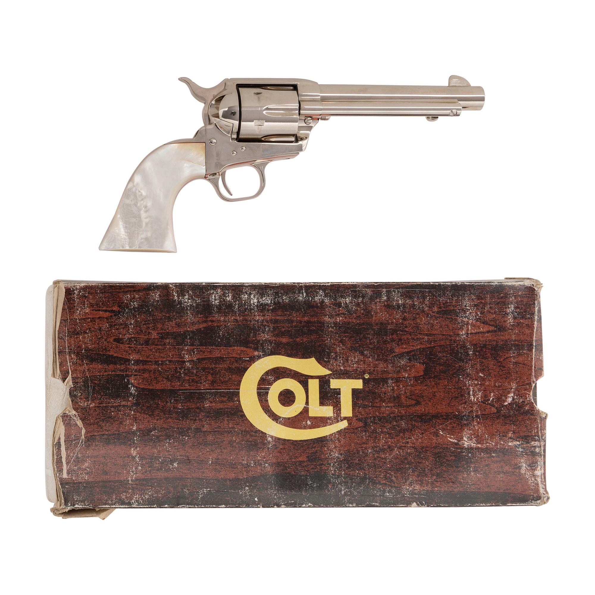*3rd Generation 5.5" Nickel Colt Single Action Army Revolver with Mother of Pearl Grips in Box