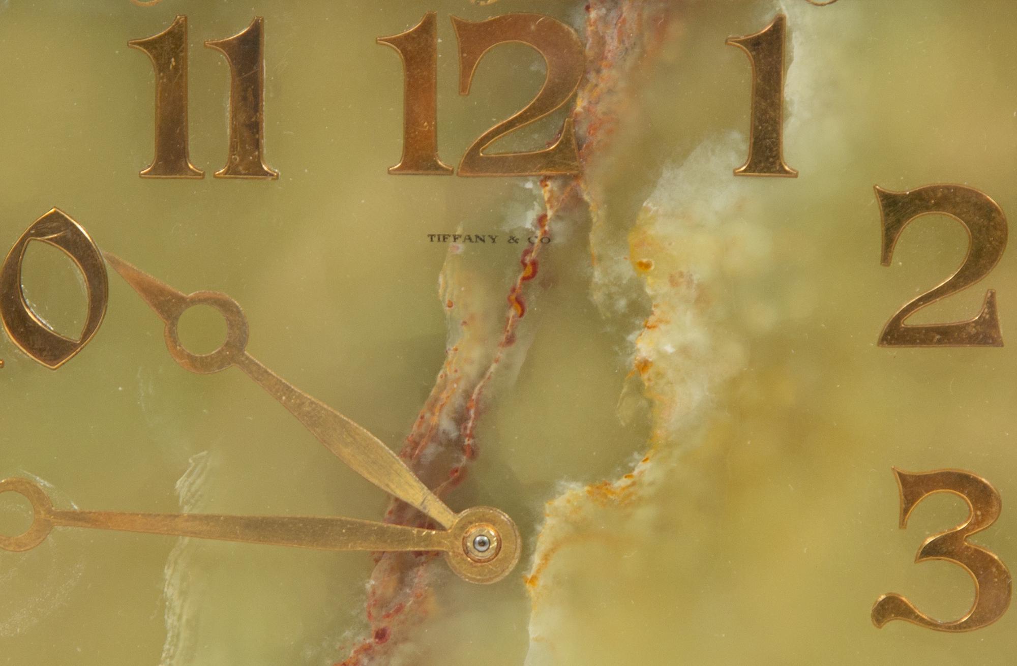 A Tiffany and Co. Brass and Onyx Clock