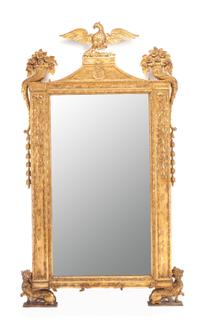 An Italian Neoclassical Giltwood Pier Mirror Height 85 x width 54 inches. — 19TH CENTURY