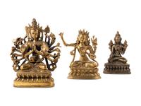 Three Sino-Tibetan Gilt Bronze Tara Figures