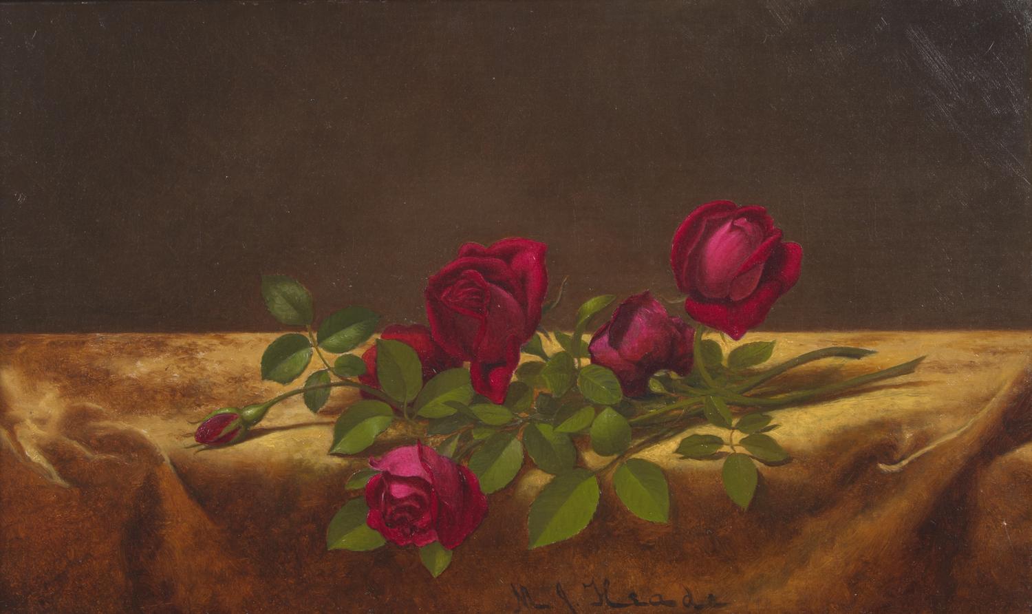Roses Lying on Gold Velvet