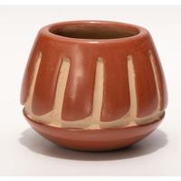 Carved Redware Jar, with Repeating Feather Design