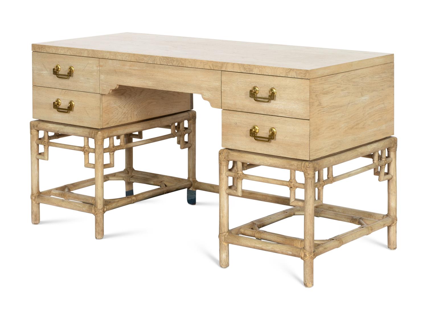 A Ficks Reed Writing Desk with Bamboo Base