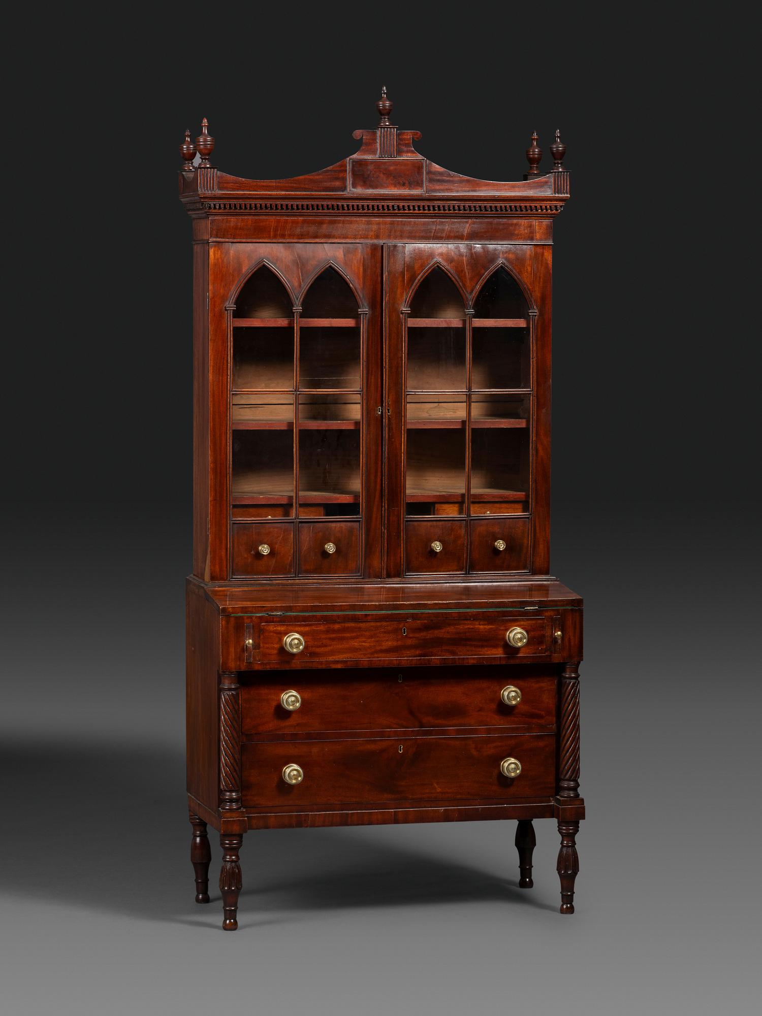 A Federal Carved and Figured Mahogany Lady's Writing Desk
