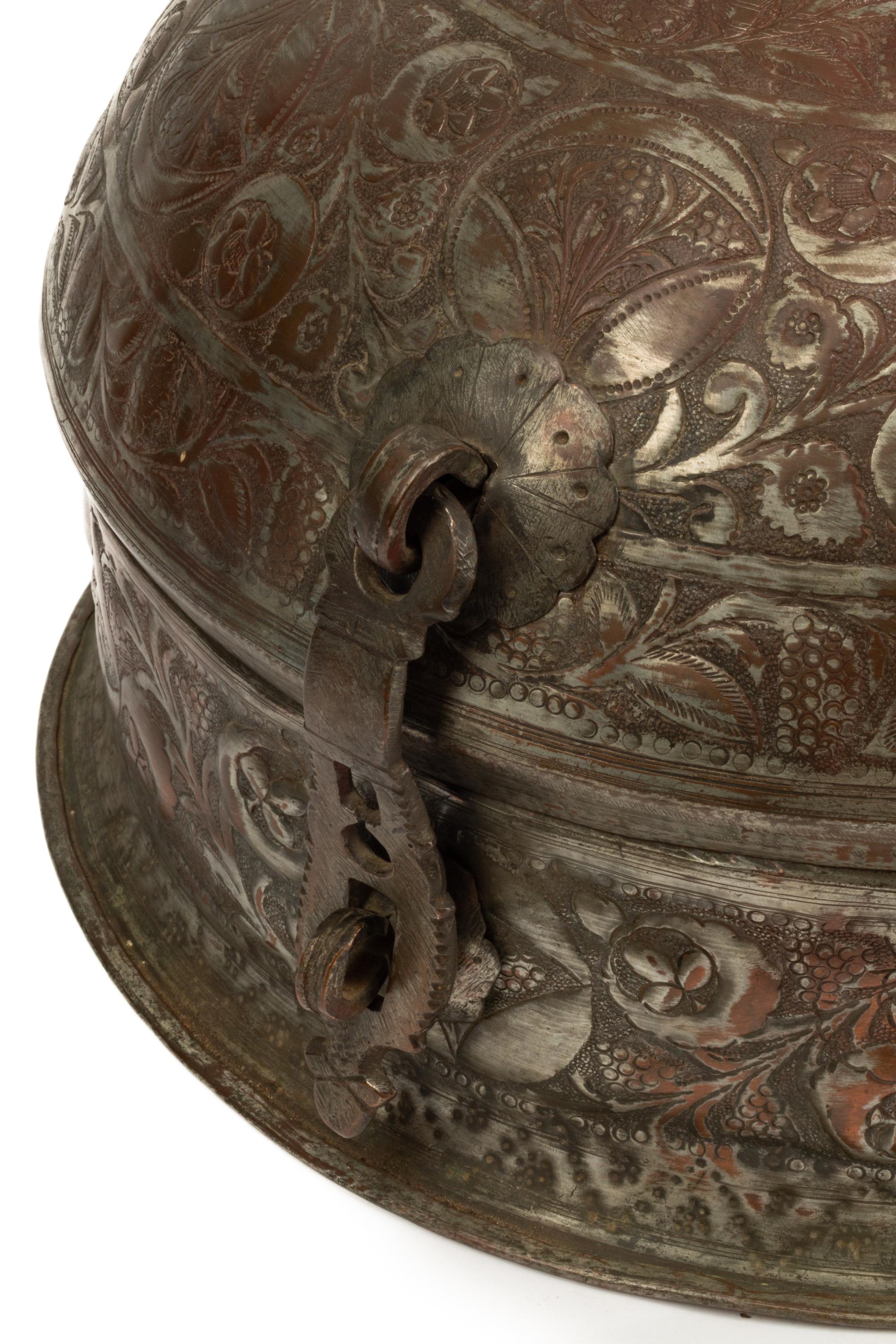 An Indian Silvered Metal Locking Container