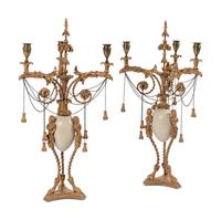 A Pair of Late George III 'Ostrich Egg' and Giltwood Three-Light Candelabra