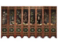 A Chinese Hardstone Inset Eight-Panel Screen