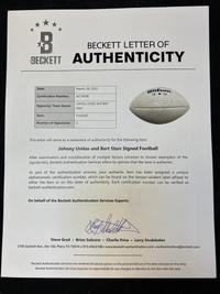 A Johnny Unitas / Bart Starr Dual Signed Autograph Football (Beckett Authentication Services Letter),