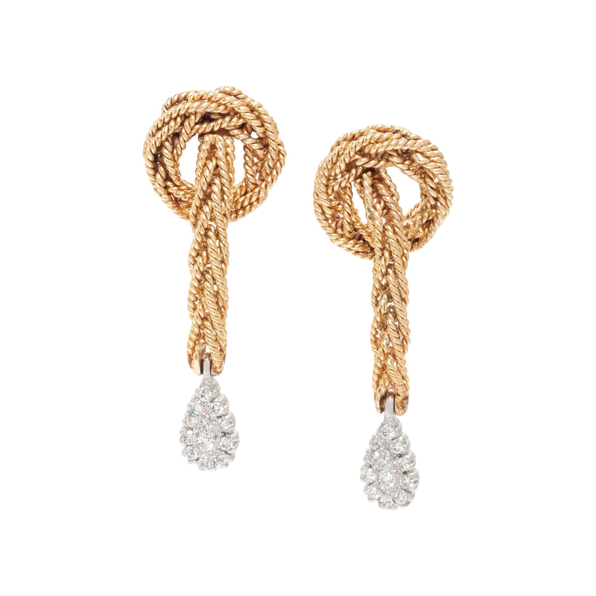 BICOLOR GOLD AND DIAMOND EARRINGS