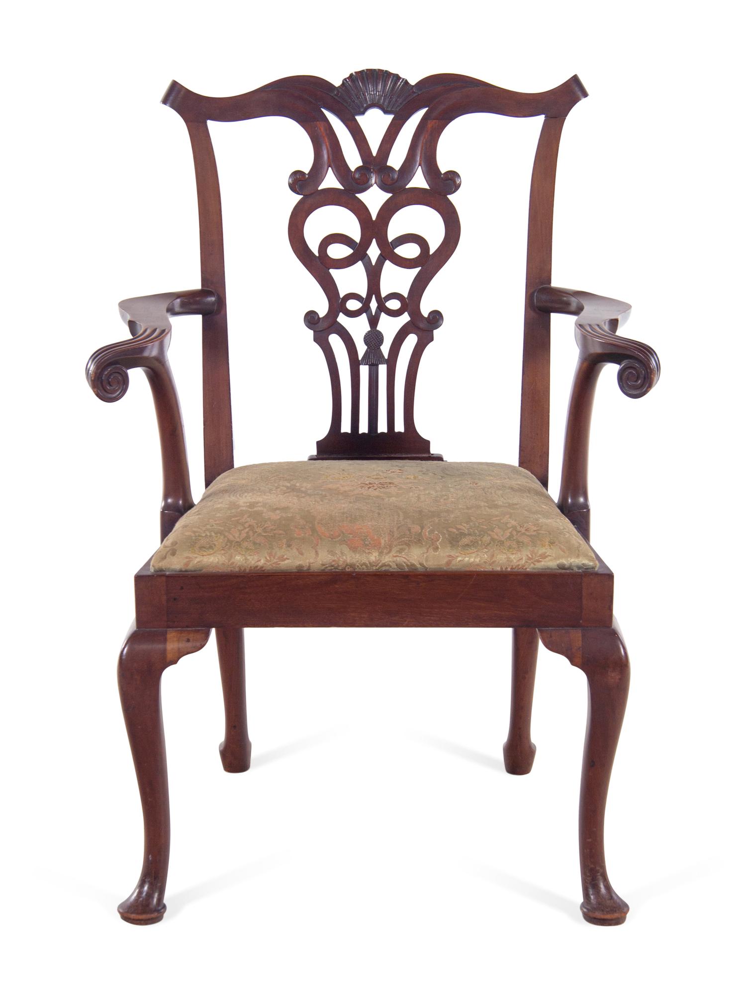 A Chippendale Style Shell-Carved Mahogany Armchair