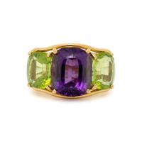 VERDURA, AMETHYST, PERIDOT, AND YELLOW GOLD RING