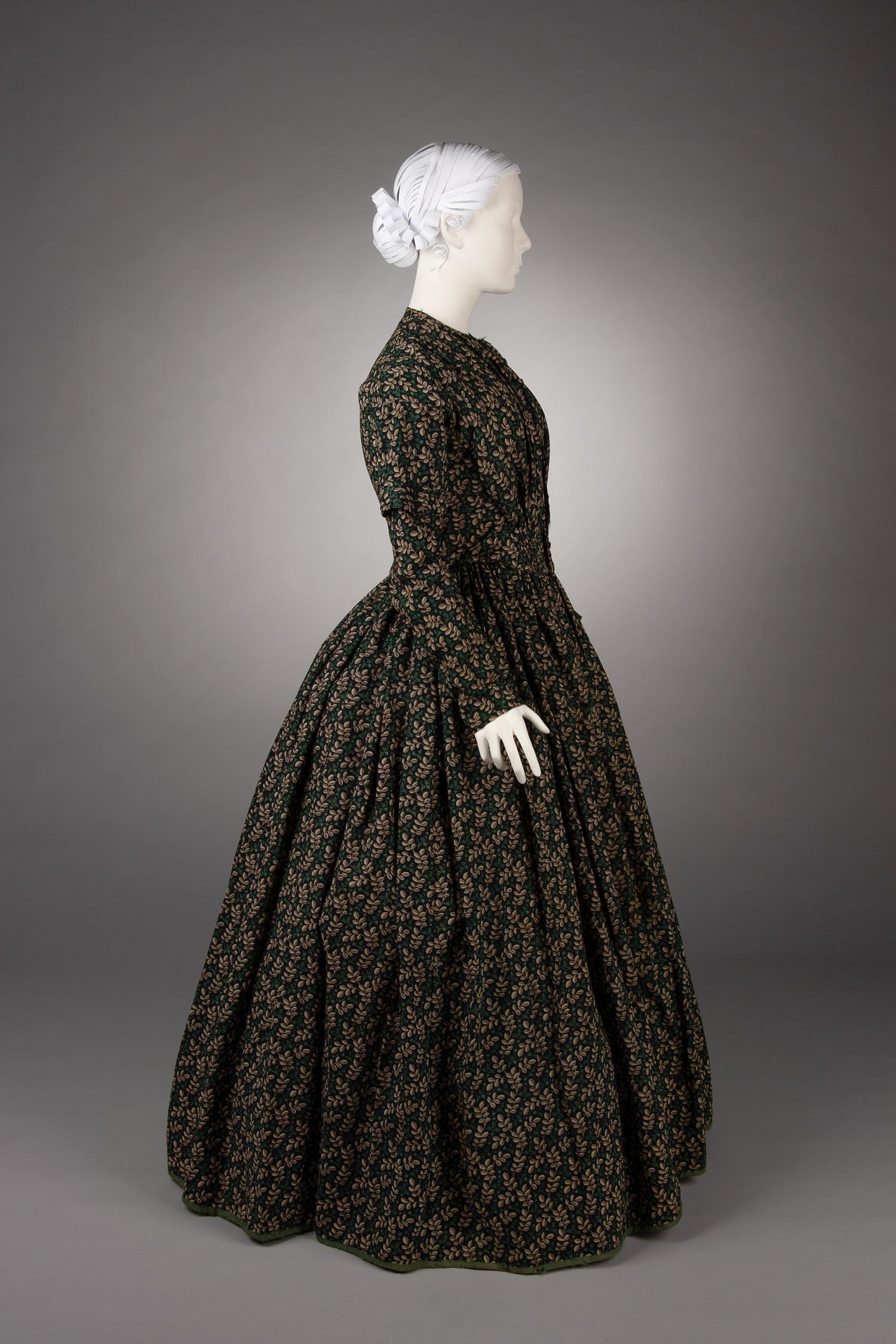 Printed Wool Day Dress, 1840s